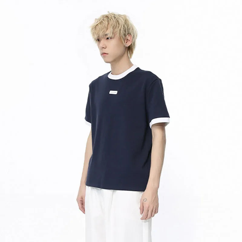 Simple Style Broadcloth O-Neck T-Shirt