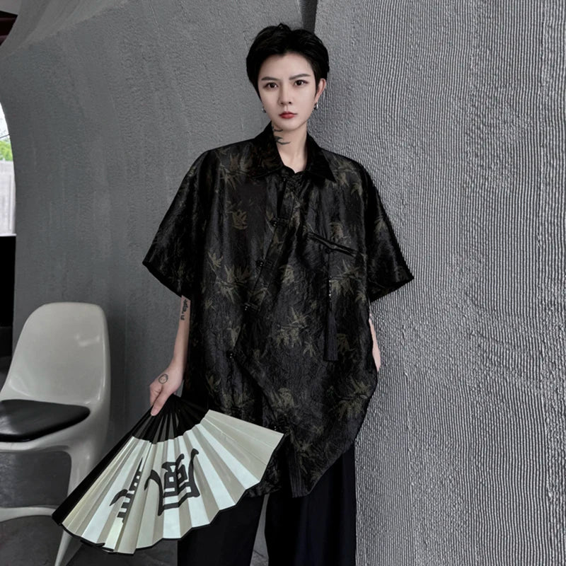 Asymmetrical Tassel Diagonal Placket Shirt