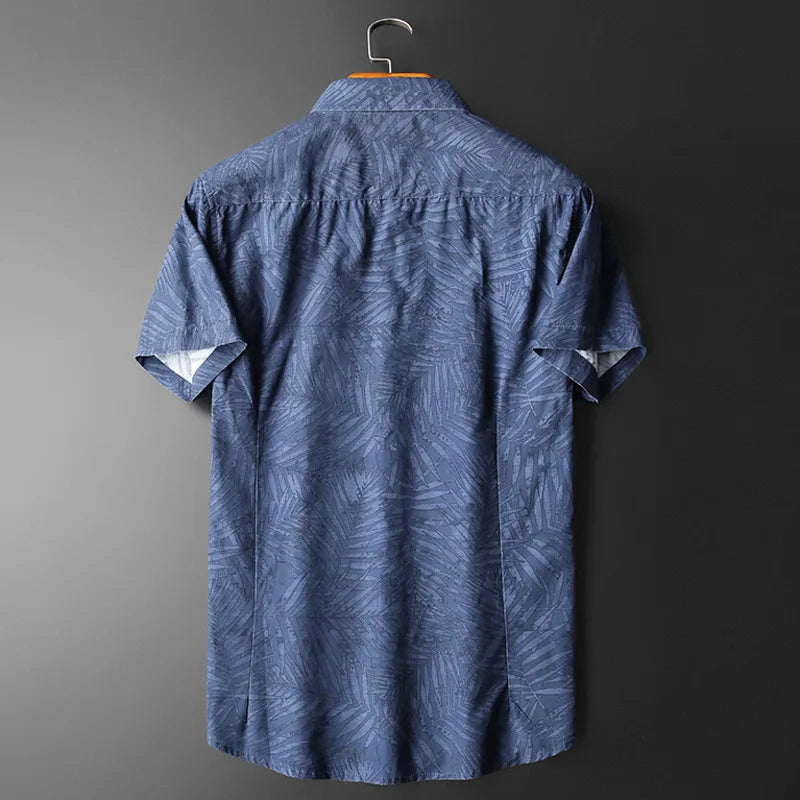 Greyish-Blue Printed Pattern Shirt