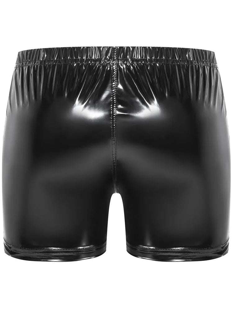 Shiny PU Leather Zipper Boxer