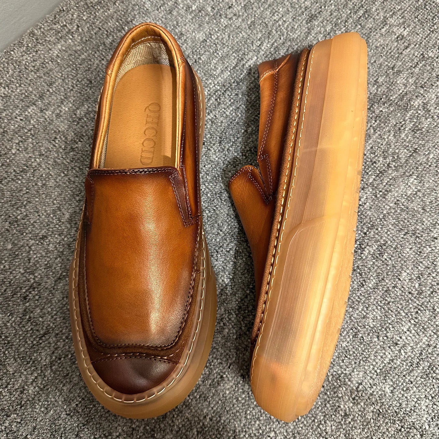 Solid Top Grain Leather Loafers