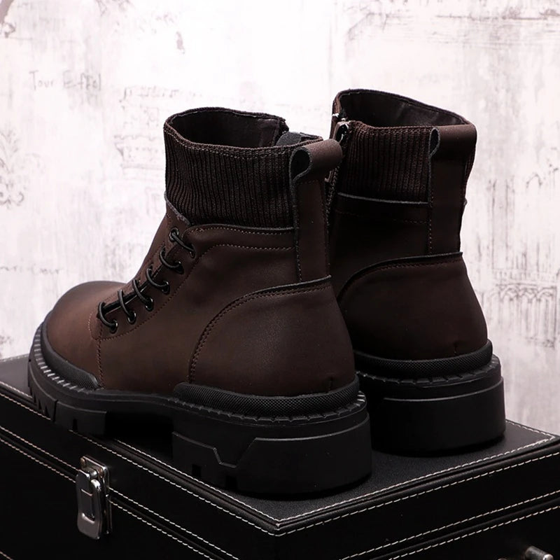 Out Stitched Decoration Solid Platform Boots
