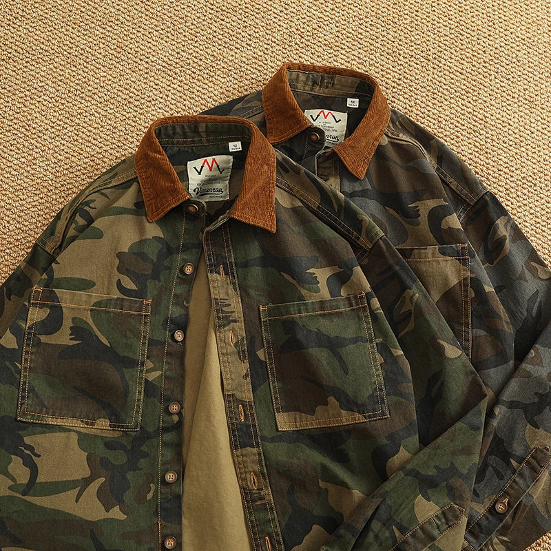Retro Woven Twill Camouflage Shirt