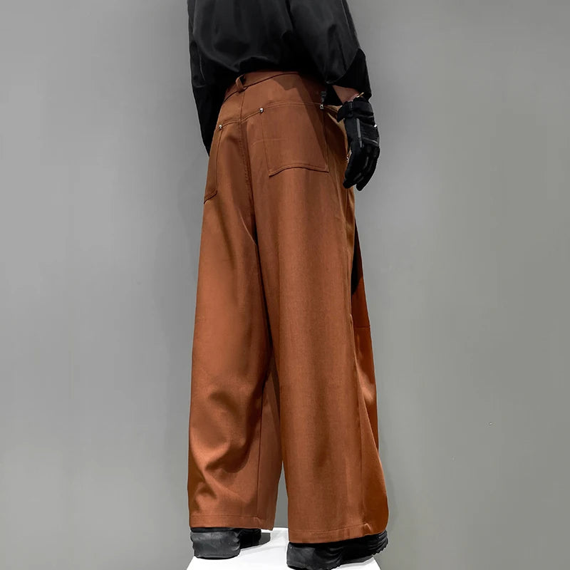Pleated Design Loose Wide-Leg Trousers