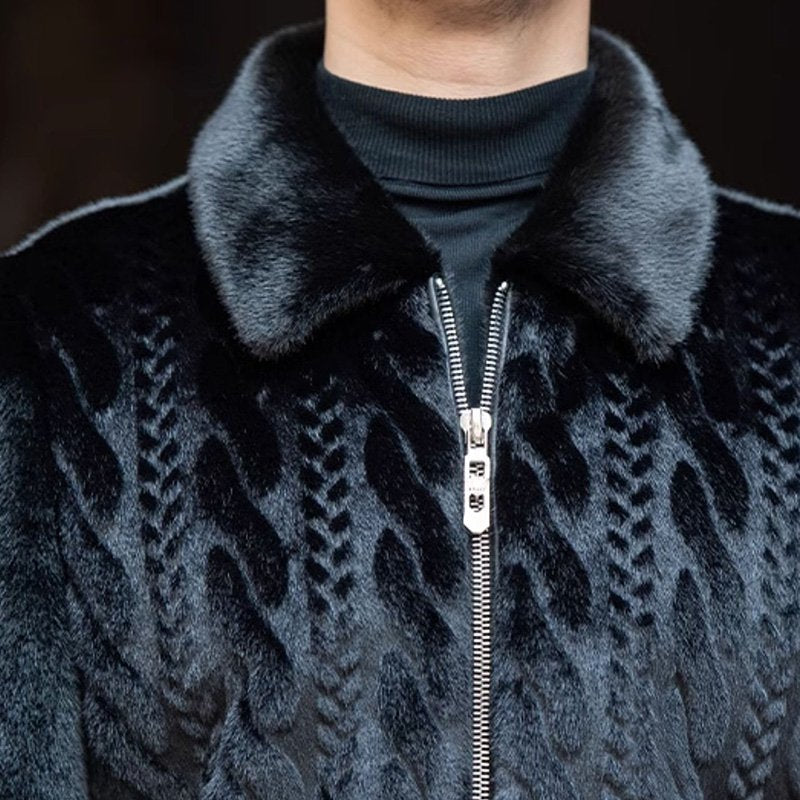 Ornamentation Thick Fur Zipper Jacket