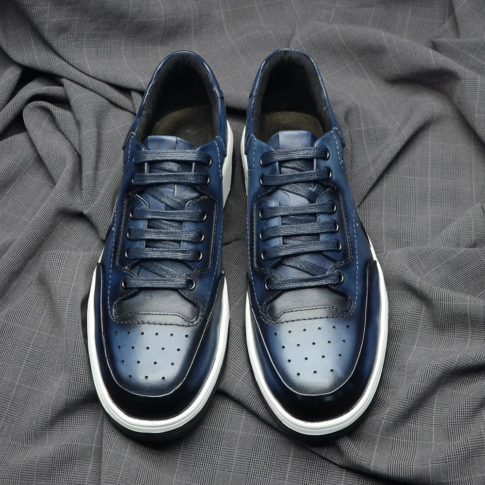 Solid Blue Black Sports Style Shoes