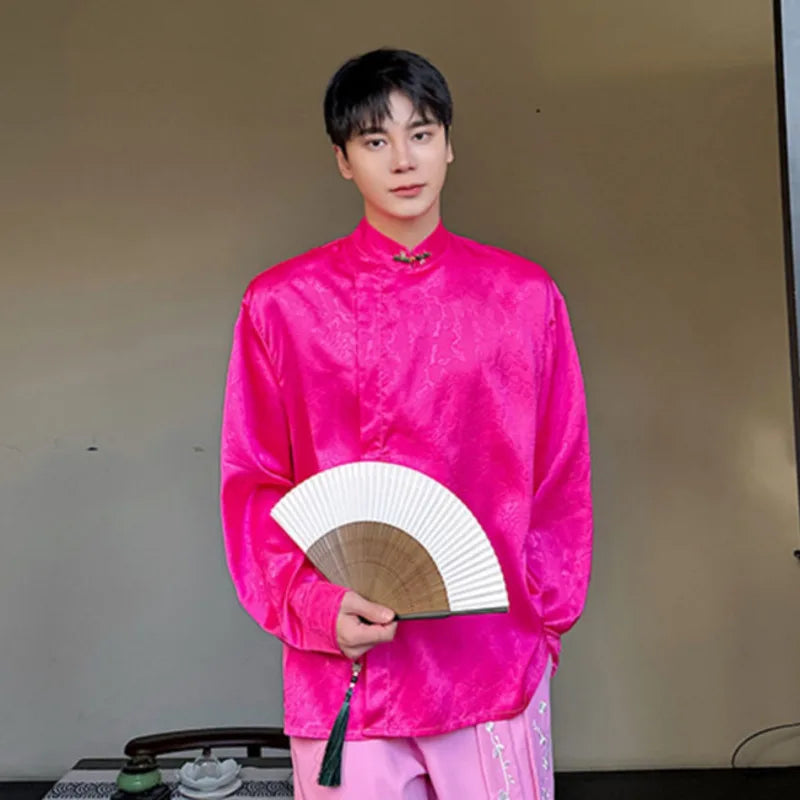 Pink Color Chinese Style Shirt