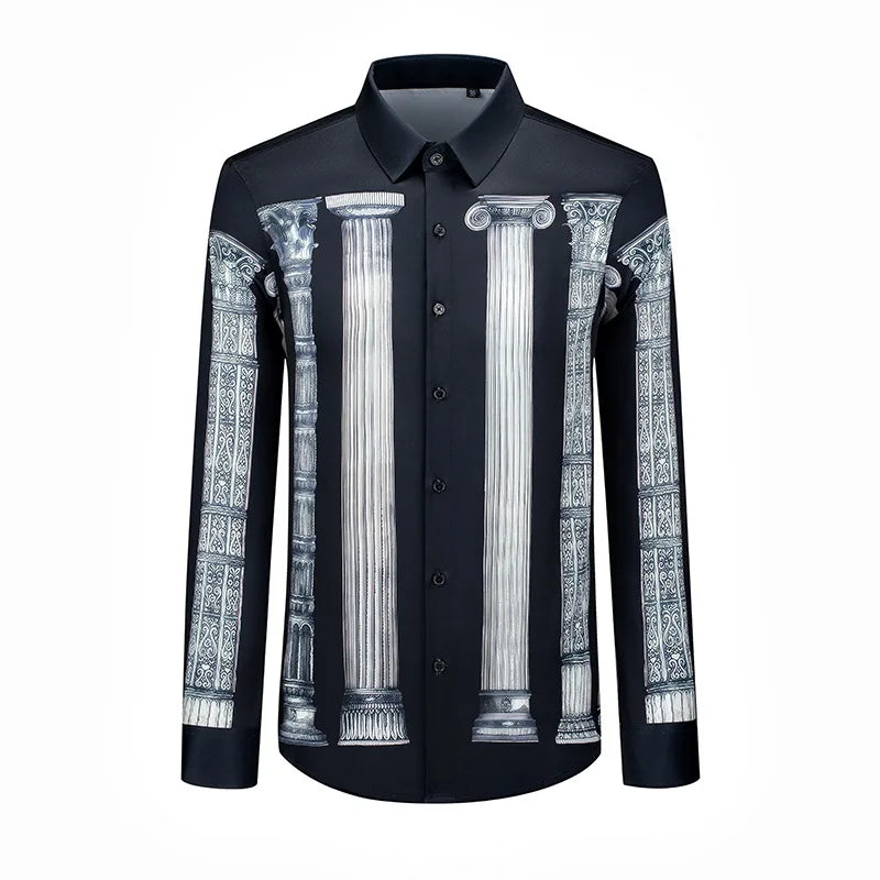 Roman Column Print Style Men's Shirt