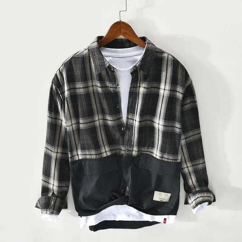 Plaid Pattern Two Pockets Cotton Shirt