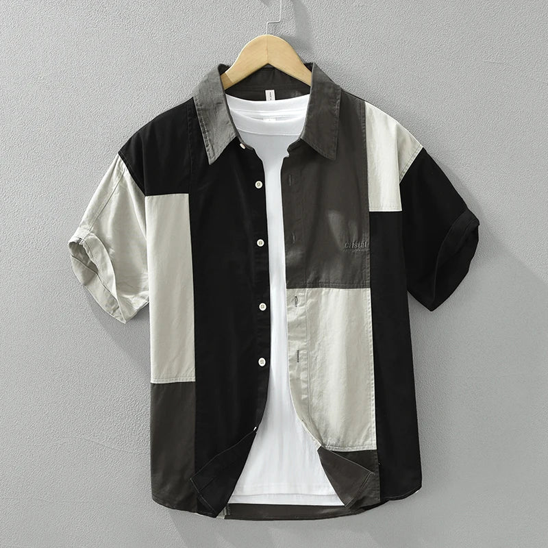 Patchwork Color Block Casual Shirt