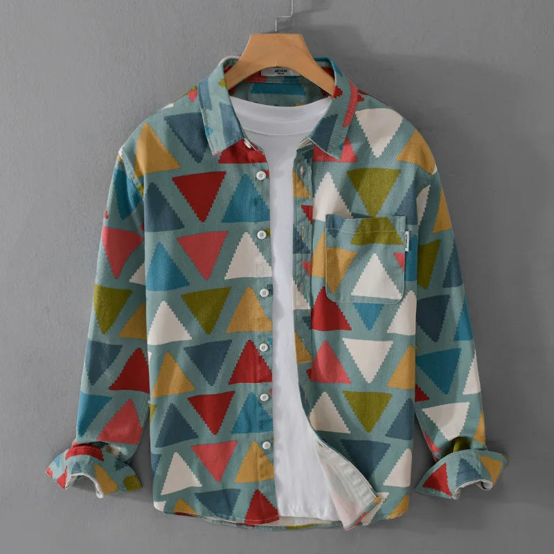 Cotton Triangle Geometric Printed Shirt