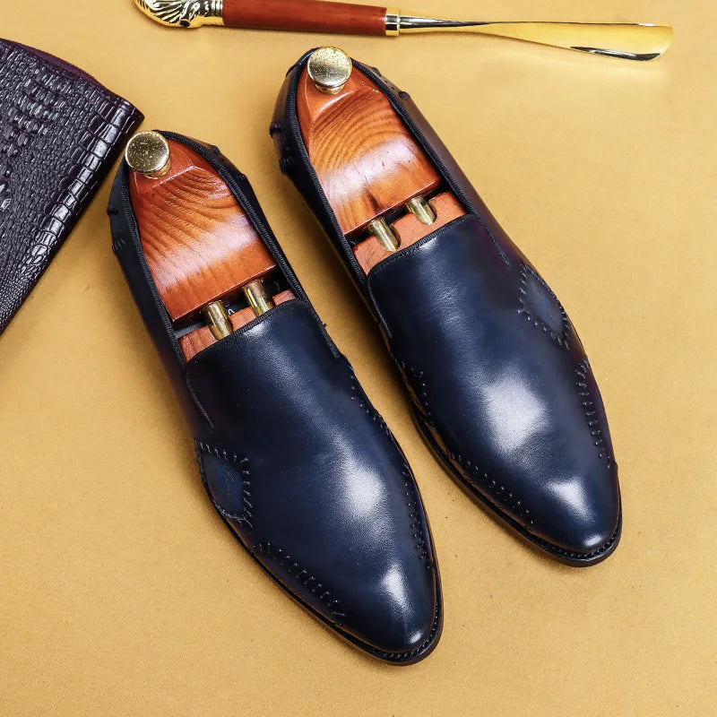 Shiny Genuine Leather Slip-On Loafers