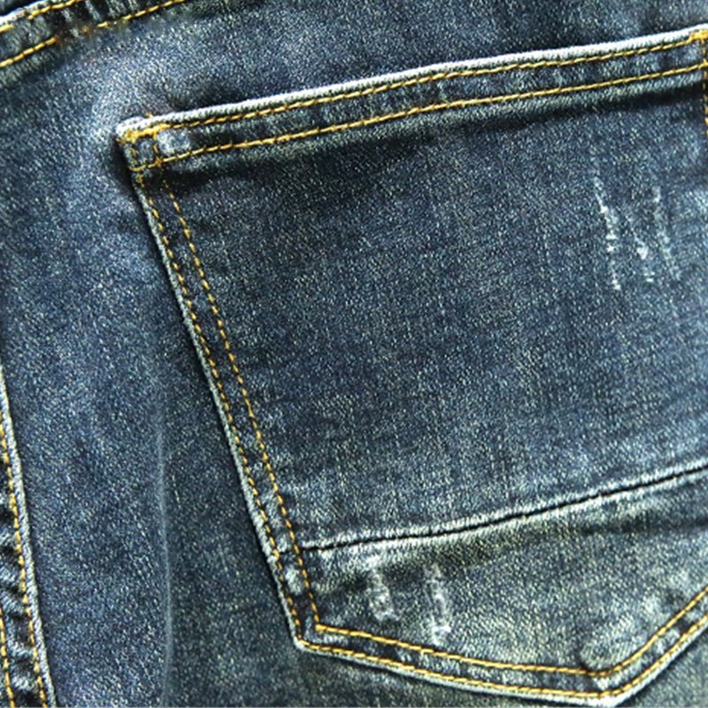 Distressed Washed Mid-Waist Denim Jeans
