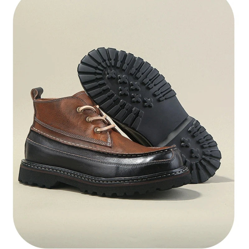 Rugged Style Leather High Top Boots