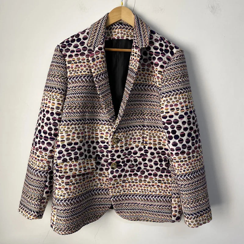 Geometric Abstract Single Breasted Blazer