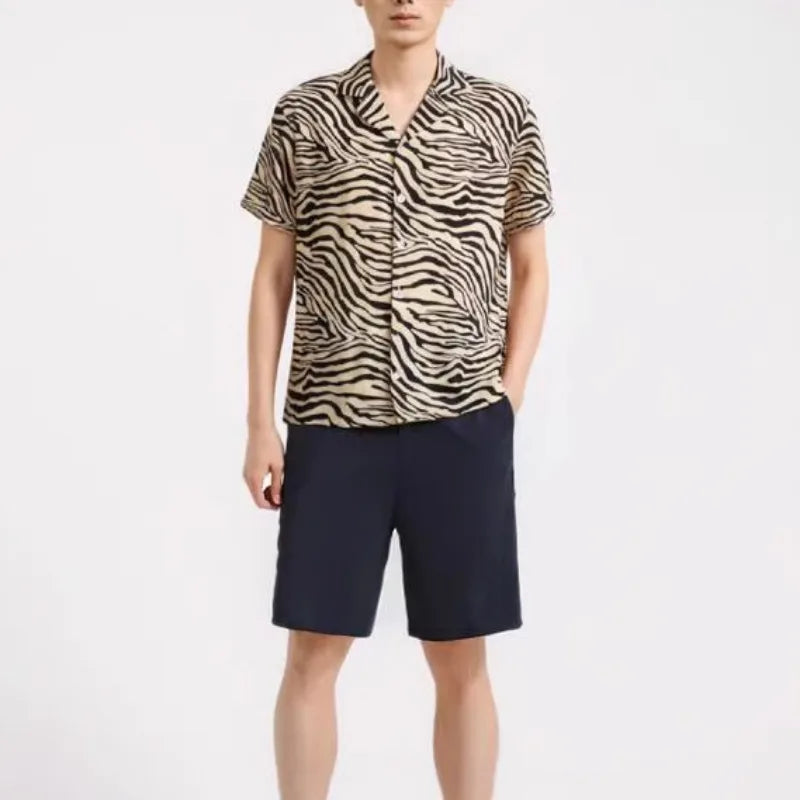 Tiger Skin Printed Short Sleeve Shirt