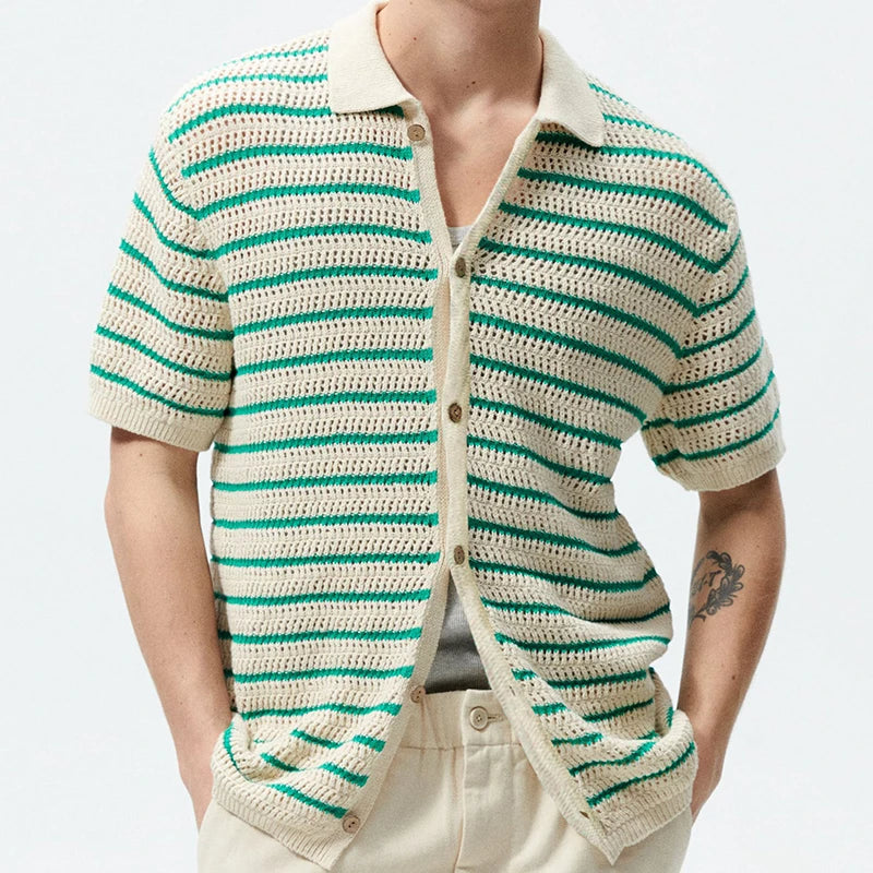 Striped Woolen Single Breasted Shirt