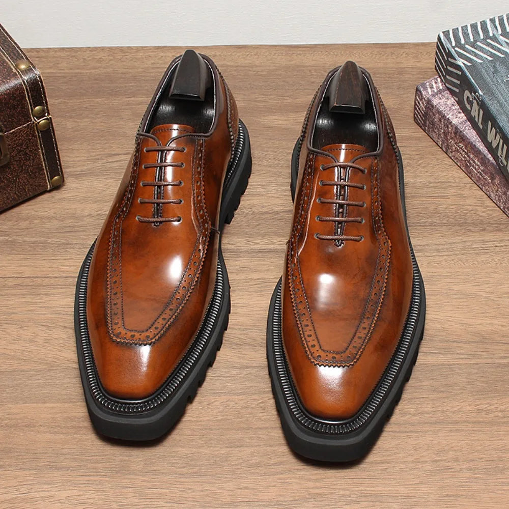 Cognac Prestige Wingtip Oxford Shoes
