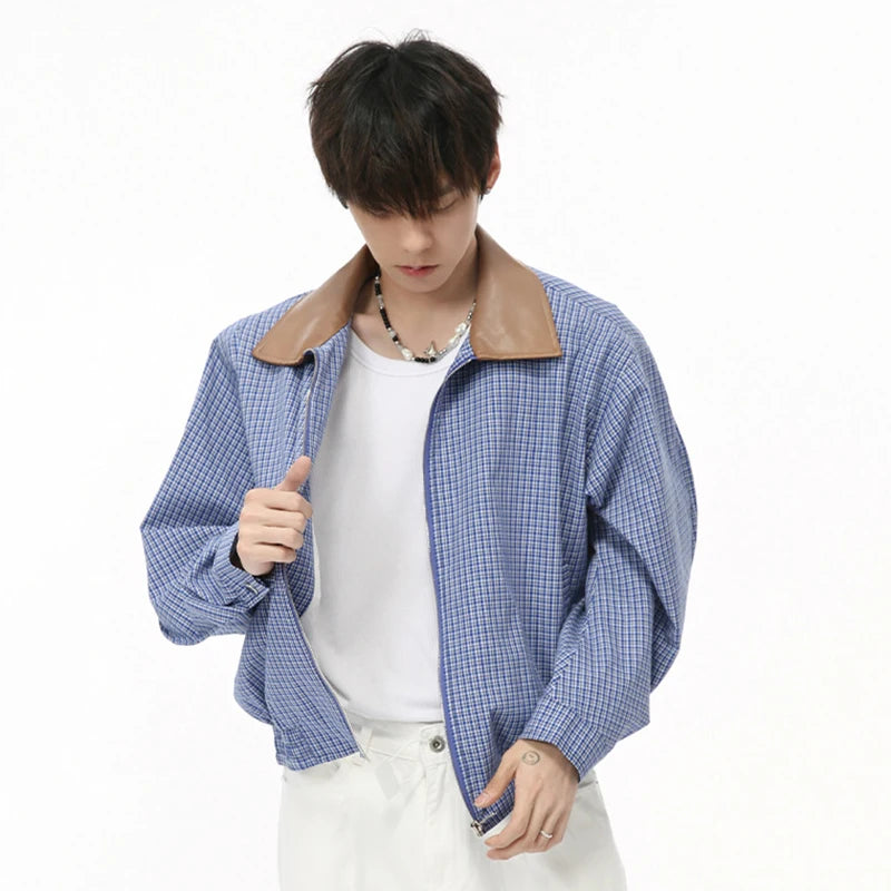 Vintage Patchwork Blue Plaid Jacket