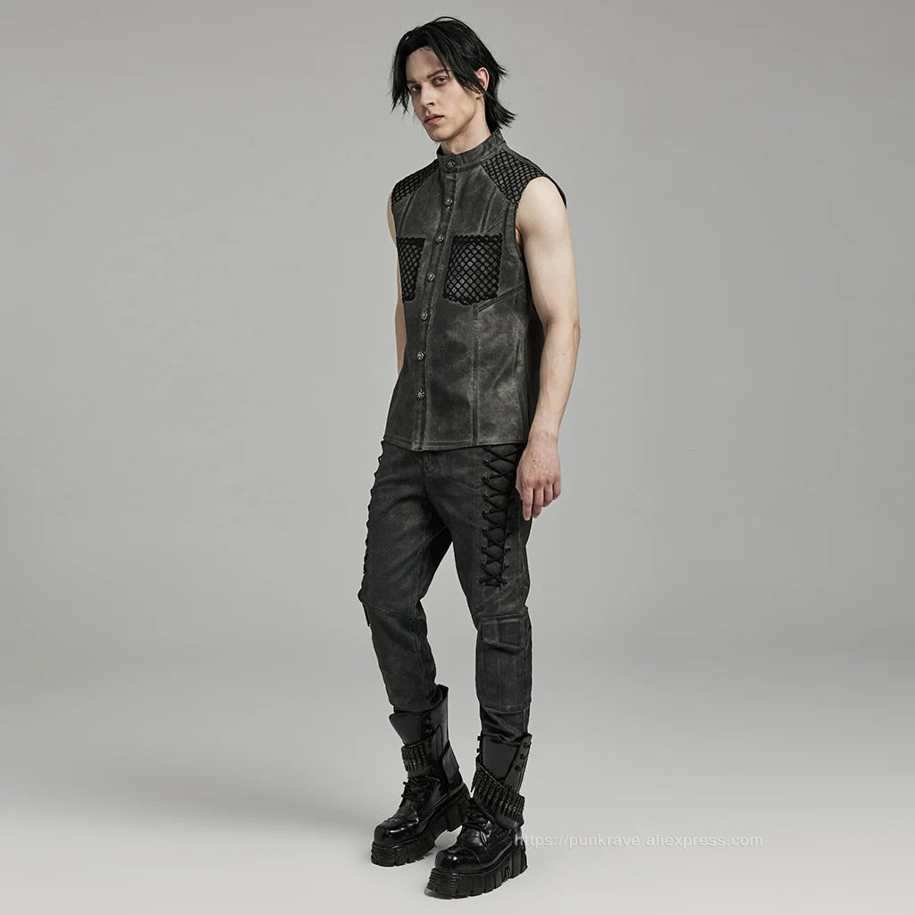 Black Punk Style Sleeveless Shirt