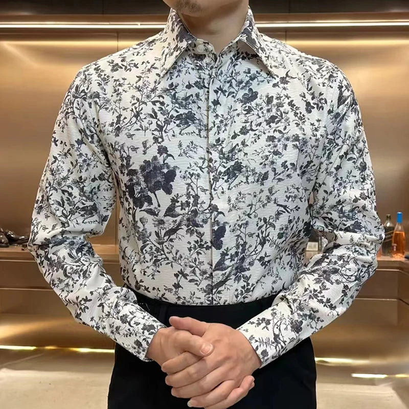 Solid Base Vintage Floral Printed Shirt