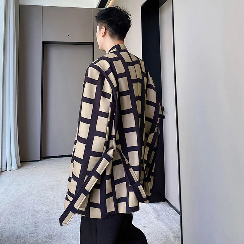 Casual Plaid Printed Loose Design Blazer