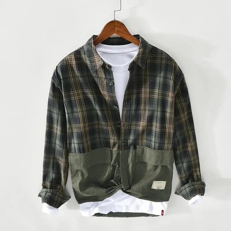 Plaid Pattern Two Pockets Cotton Shirt