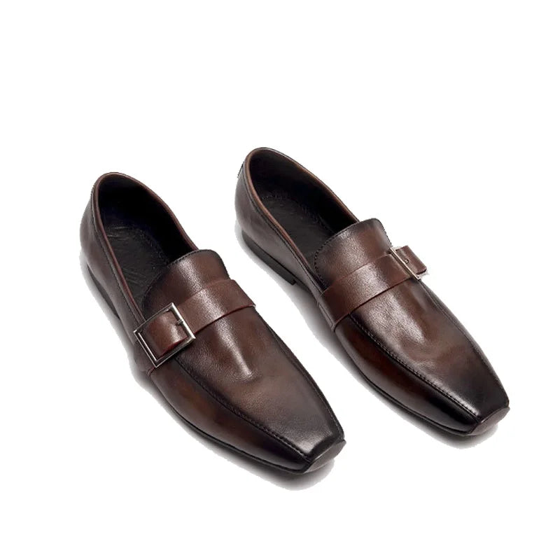 Square Toe Hasp Closure Loafers