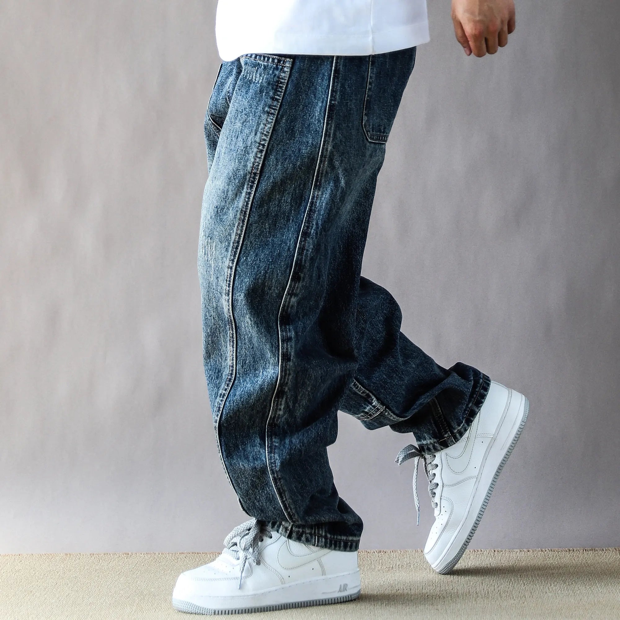 Blue Trendy Tapered Straight Jeans