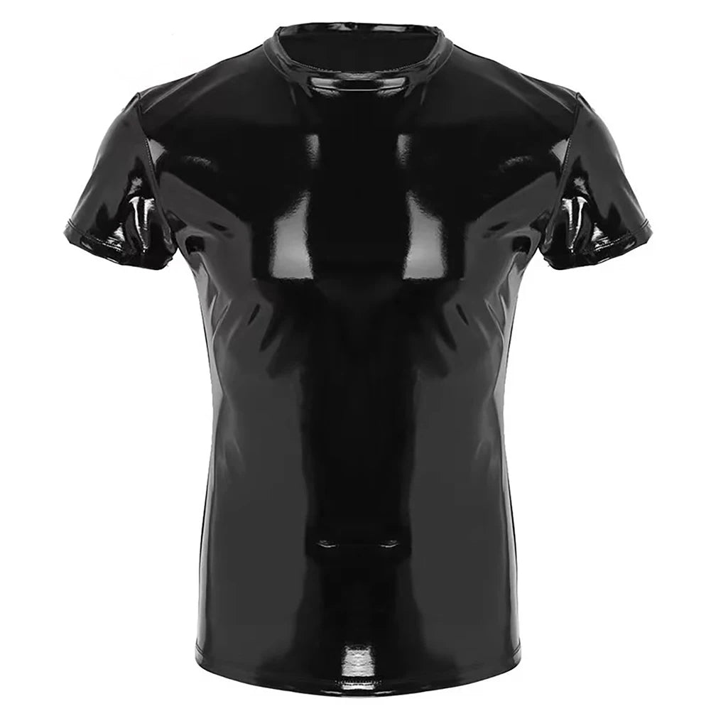 Wet Look Shiny Short Sleeve T-Shirt