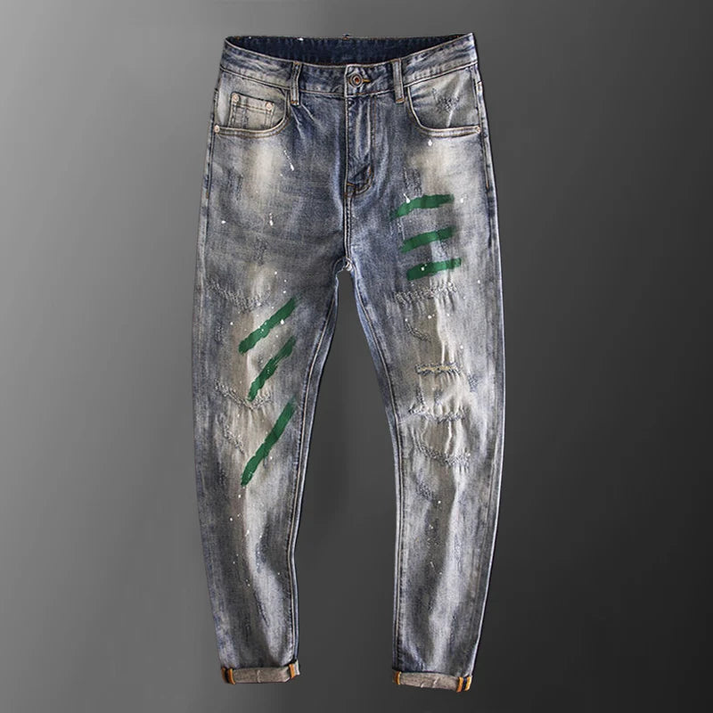 High Street Splash Paint Graffiti Jeans