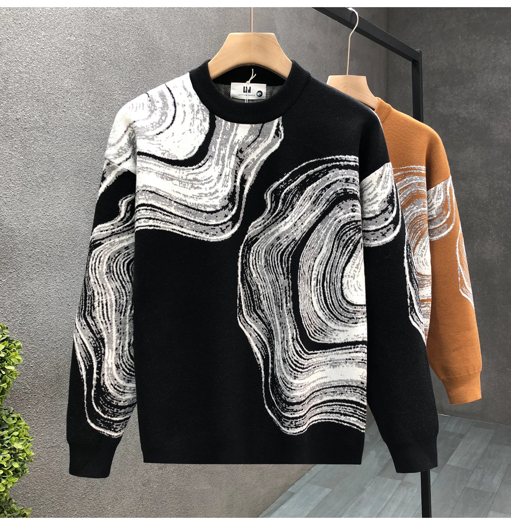 Pattern Abstract Contrast Knitted Sweater