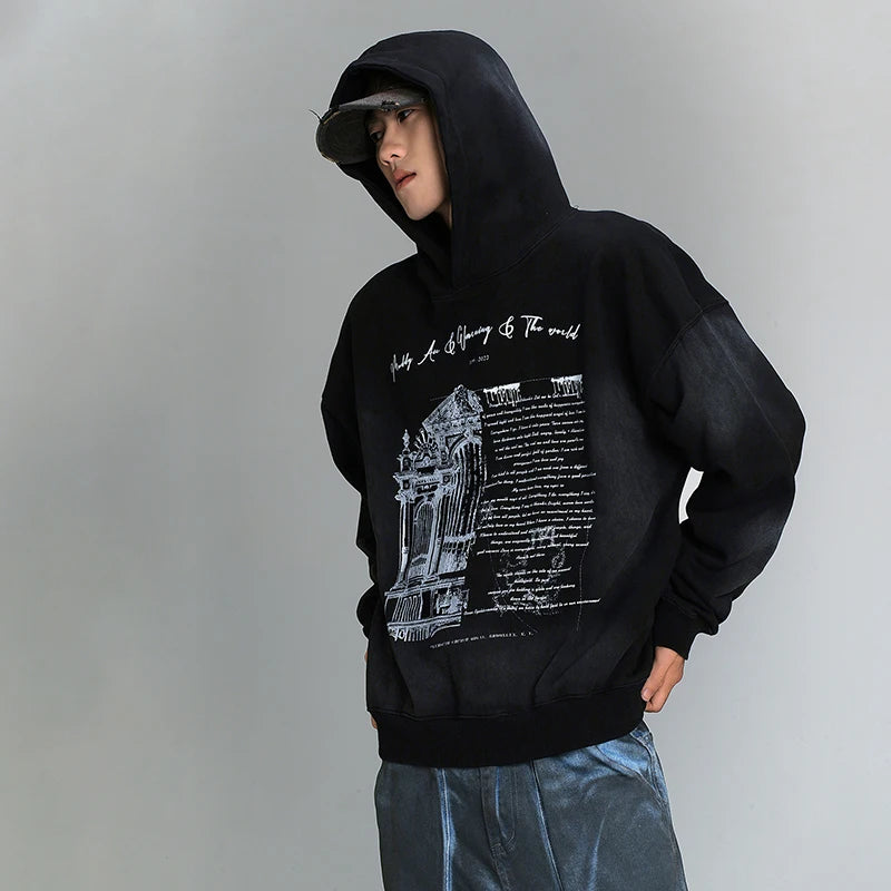 Vintage Spray Painted Cotton Polyester Hoodie