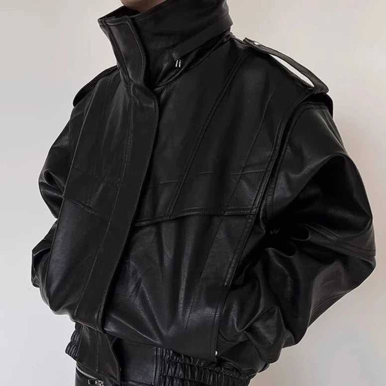 Oversized Windproof Zip Black Jacket