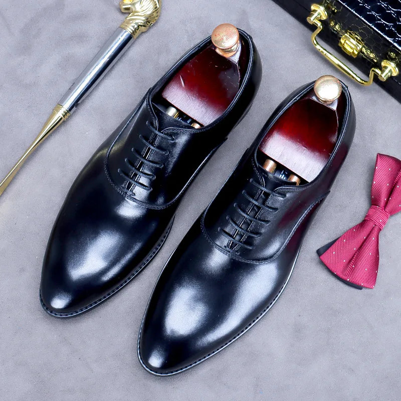 Shiny Solid Elastic Lace-Up Shoes