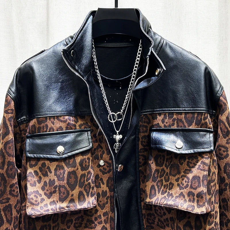 Retro Leopard Patchwork Men's Jacket