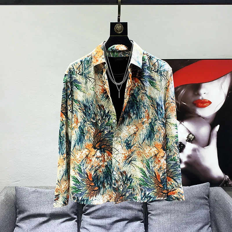 Abstract Printed Long Sleeve Shirt