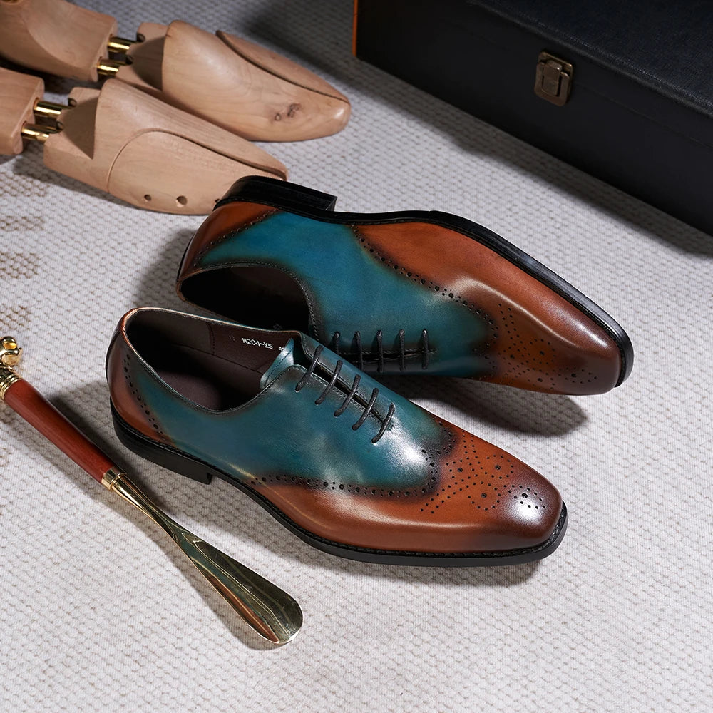 Classic Genuine Leather Lace-Up Brogue Shoes