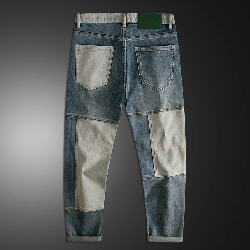 Ripped Straight Patchwork Men's Jeans