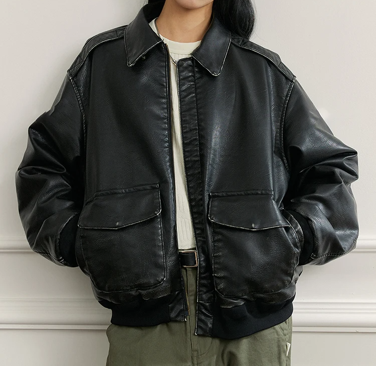 Solid Black Oversized Vintage Jacket