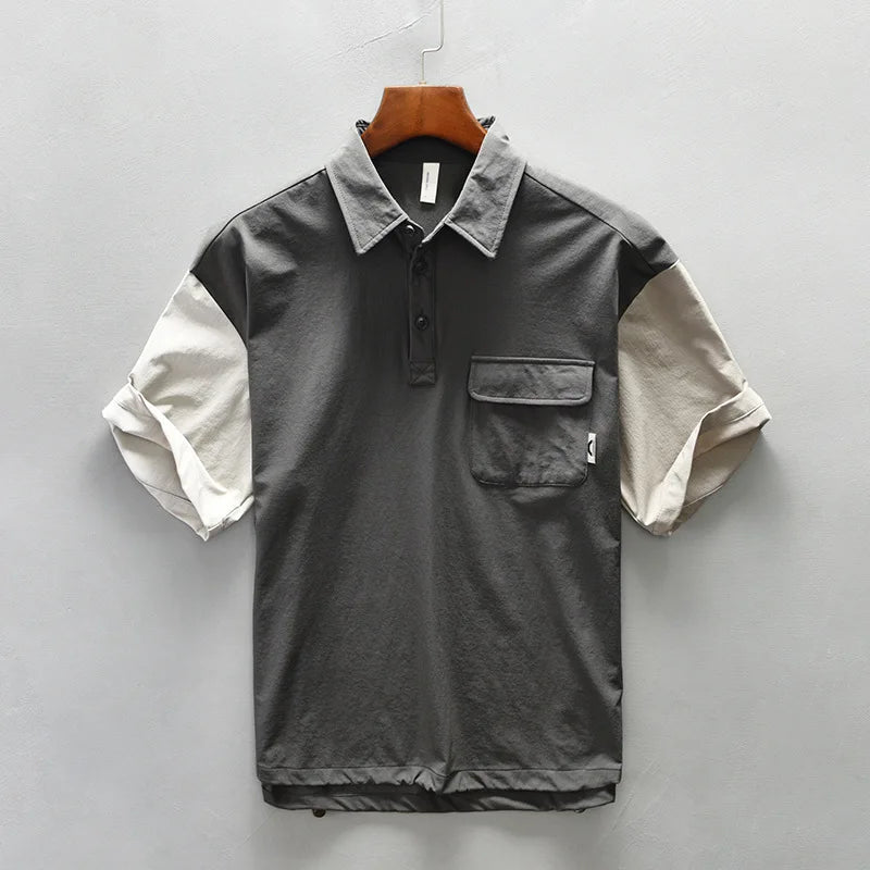 Patchwork Pullover Casual Polo Shirt