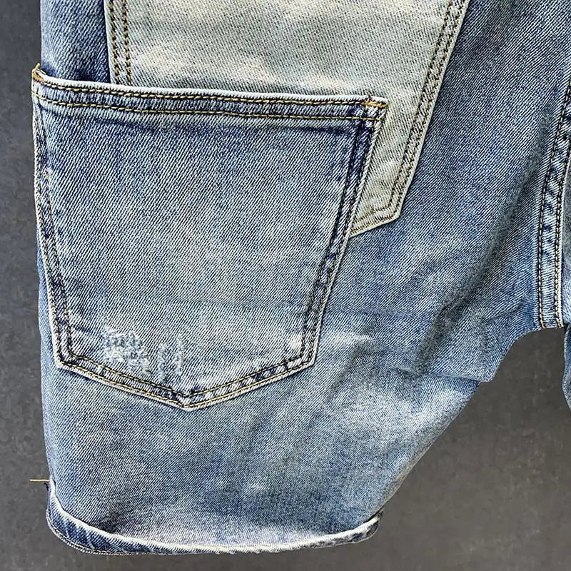 Summer Light Denim Patch Denim Shorts