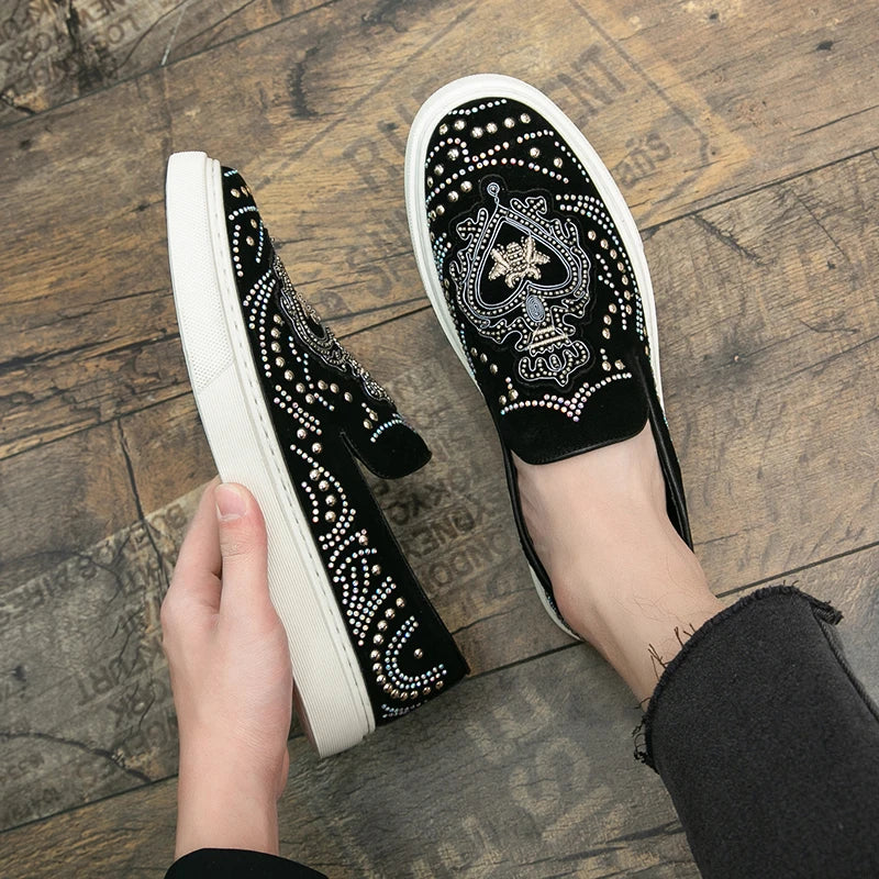 Spikes Flat Rivets Leather Loafers