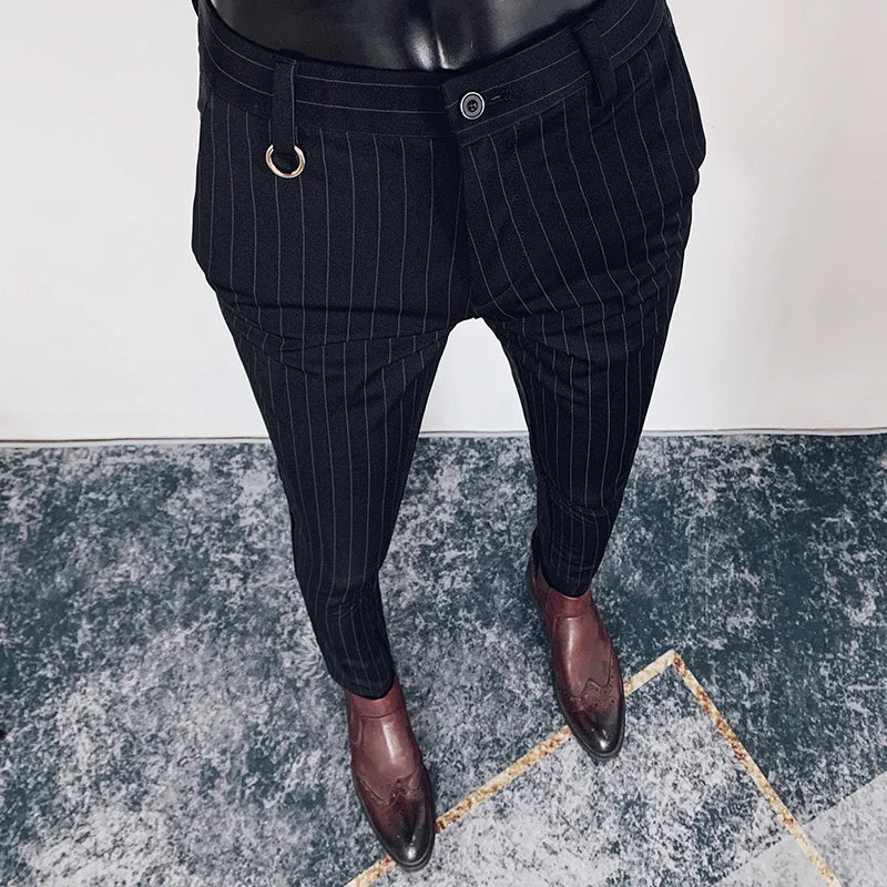 Simple Classic Stripe Slim Fit Trousers