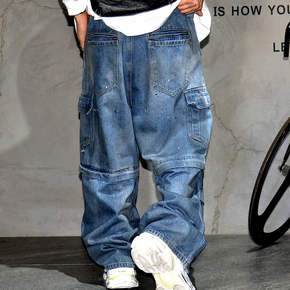 Spray Paint Zipper Patch Cargo Jeans