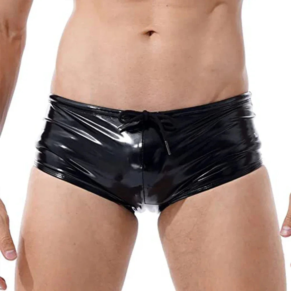 Solid Shiny Latex Patent Leather Boxer