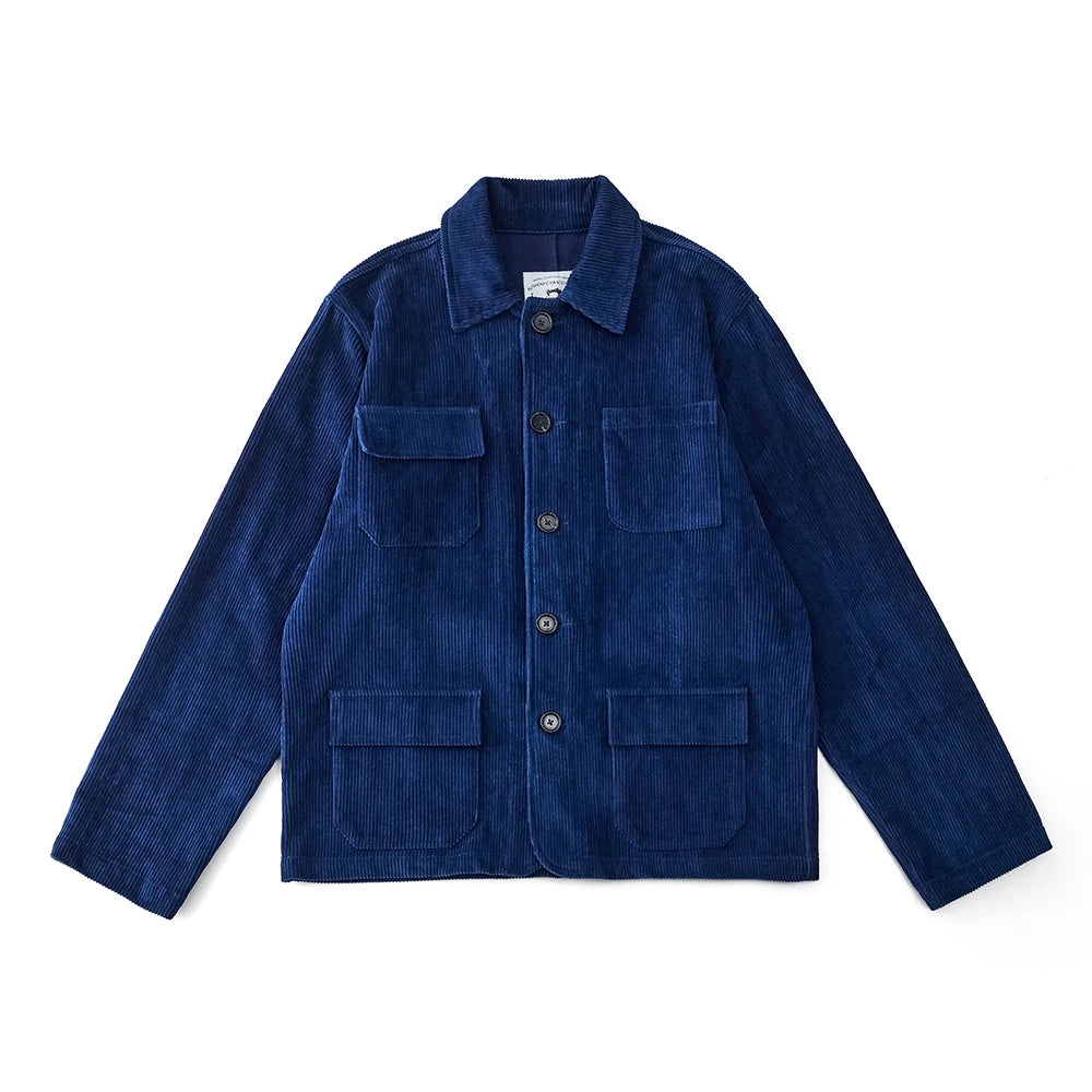 Vintage Solid Indigo Multi-pocket Corduroy Jacket