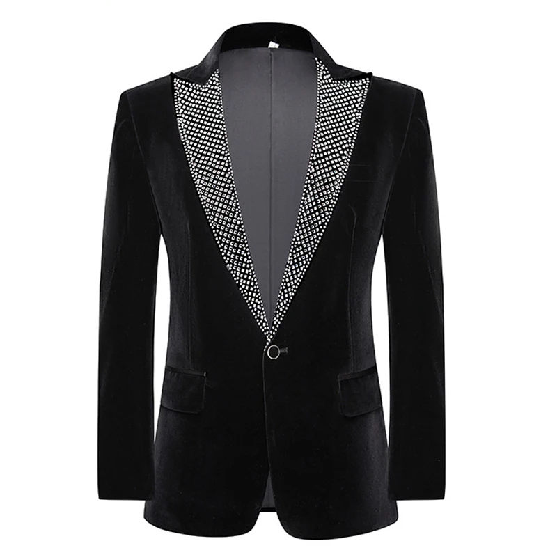 Luxury Rhinestone Embroidery Velvet Blazer