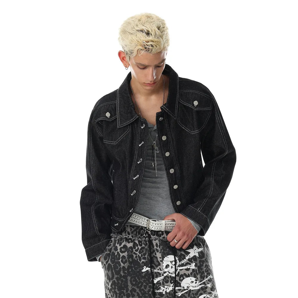 Button-Up Unique Short Denim Jacket