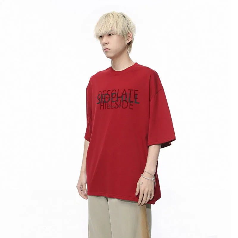 Trend Letter Contrasting Color T-Shirt